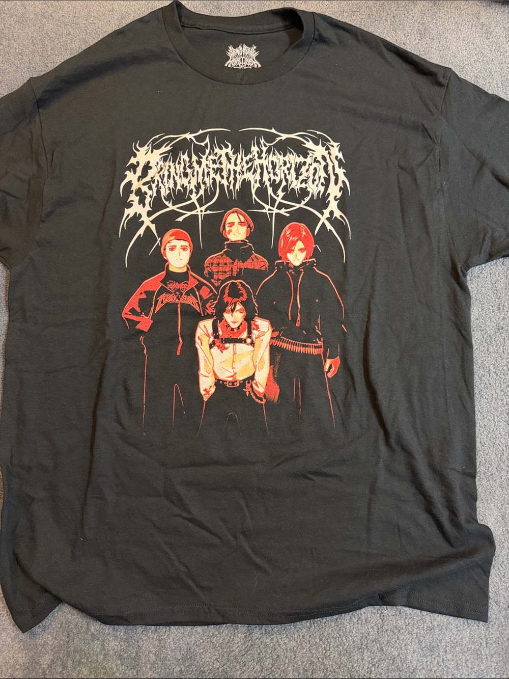 BMTH-Black Graphic Band-Style Men’s T-Shirt with Red Artwork-New Without Tags